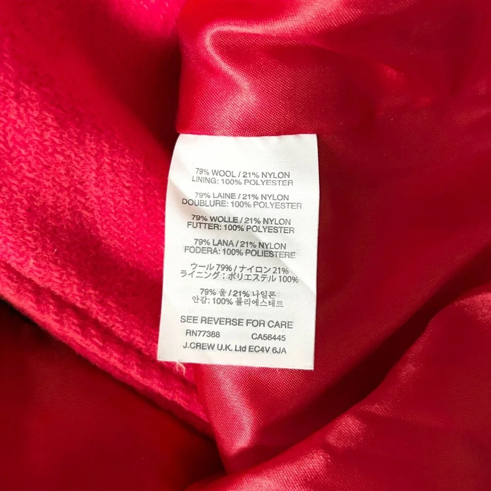 J.Crew Stadium Cloth Wool Majesty Pea Coat Red Gold Crest Buttons 49360 Size 2 - Picture 6 of 7